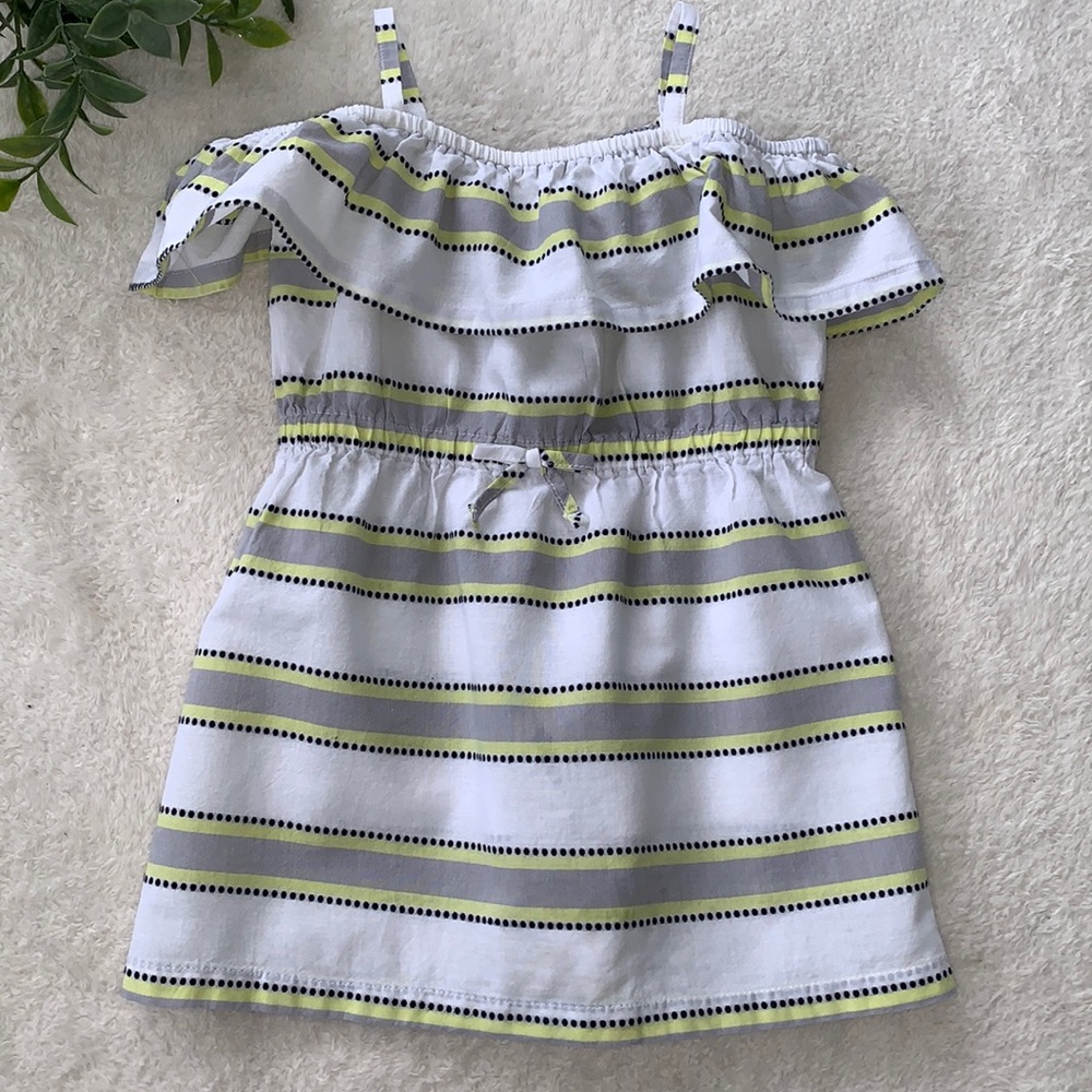Janie and Jack Ruffle Sundress 2T White Gray Yellow Dress